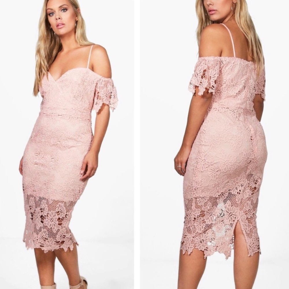 Plus Corded Lace Midi Dress